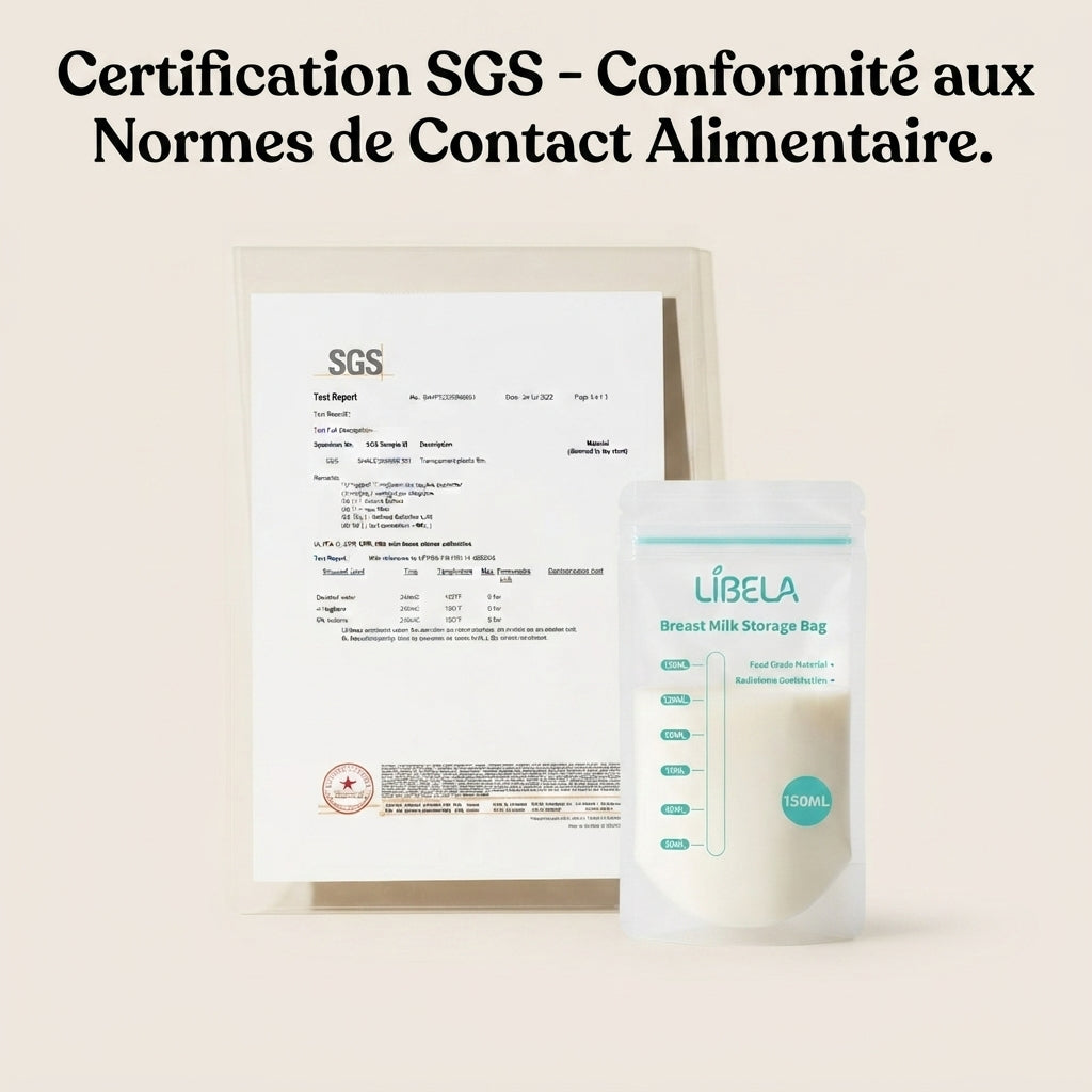 LIBELA - Lot de 100 Sachets de Conservation pour Lait Maternel | Double Fermeture Hermétique Anti-Fuite, Sans BPA, Gradués & Autoportants
